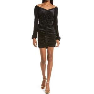 CHELSEA28 Off The Shoulder Velvet Sparkle Dress In Black